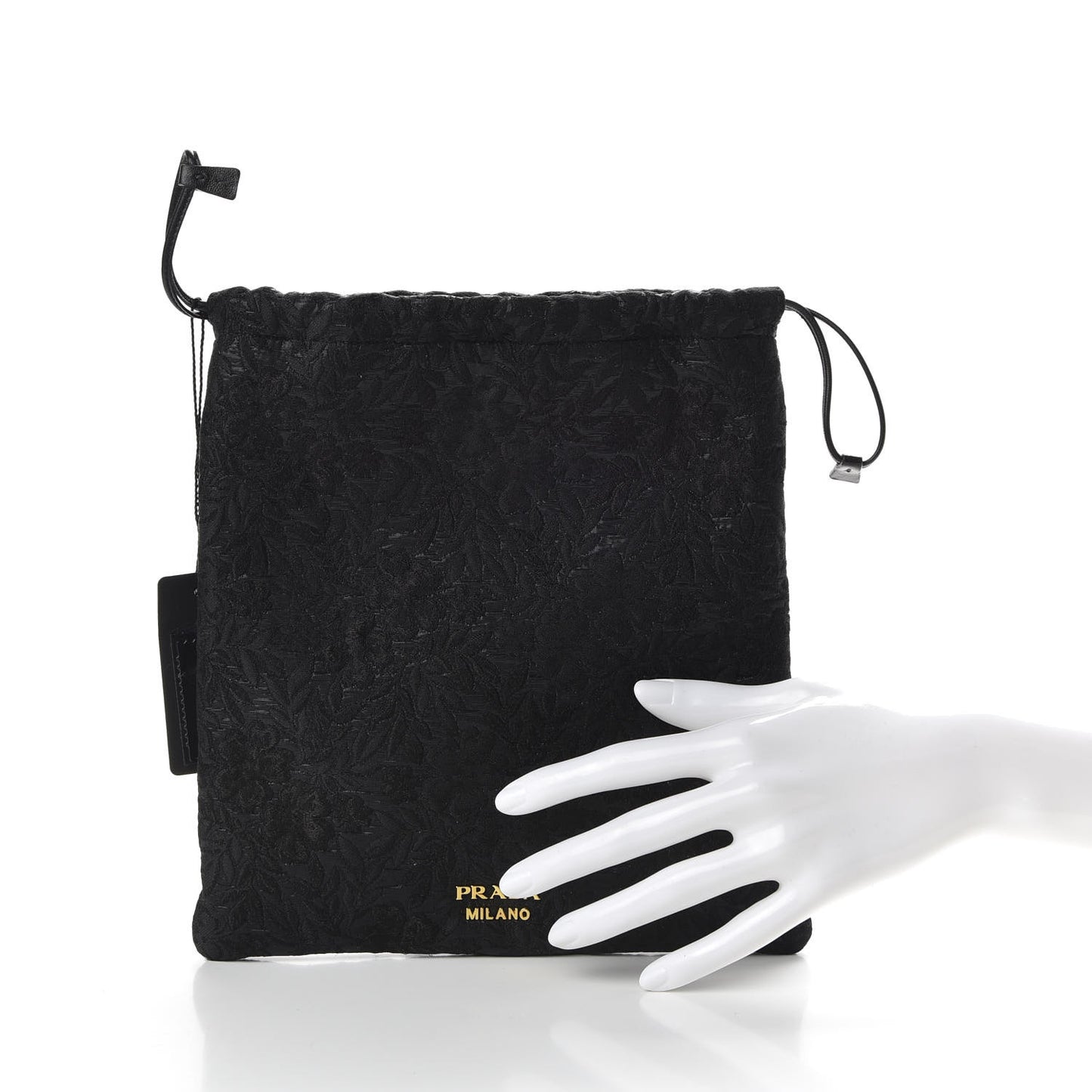 Lace Embroidered Drawstring Pouch Black