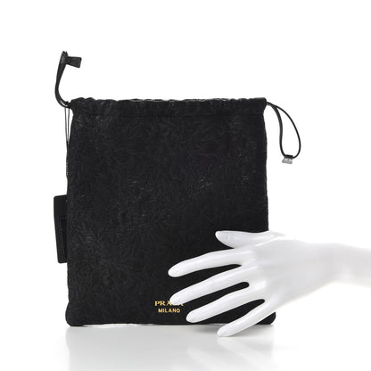 Prada Lace Embroidered Drawstring Pouch Black 2 of 7
