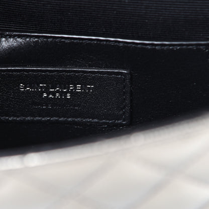 Saint Laurent Metallic Grain De Poudre Textured Mixed Matelasse Triquilt Small Monogram Satchel Piombo 5 of 9