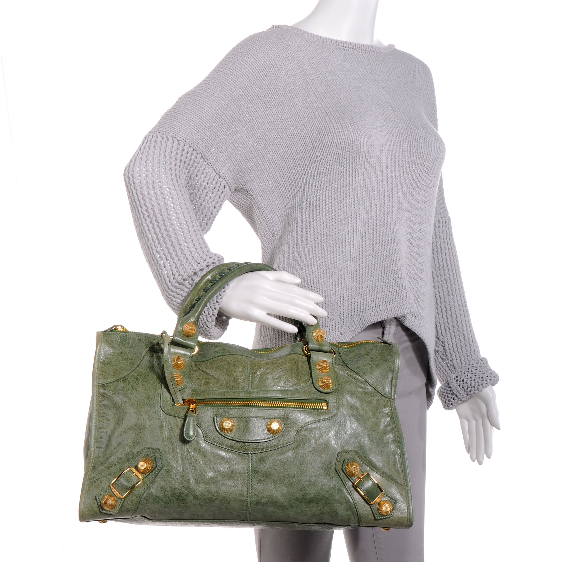 Balenciaga Agneau Giant 21 Gold Hardware Work Vert Thyme 2 of 8