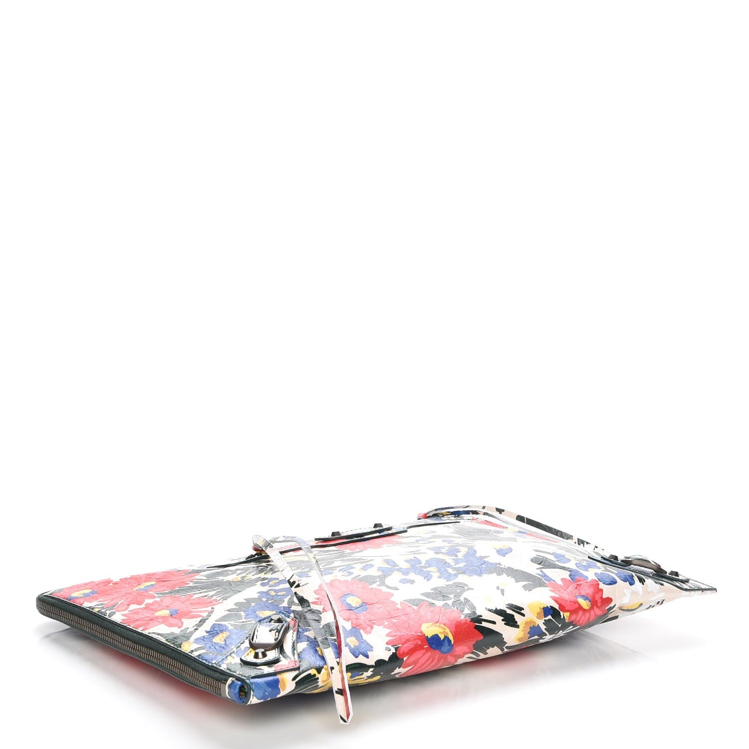Balenciaga Agneau Classic Hardware Fleurs Small Pouch Beige Red Green 4 of 8