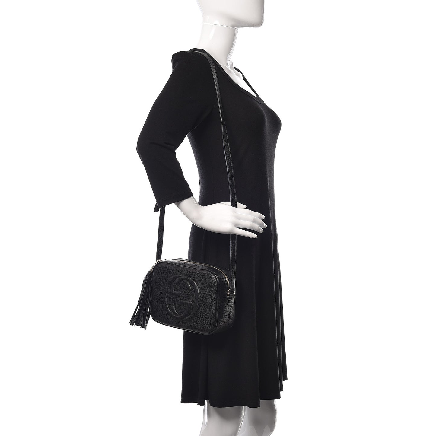 Pebbled Calfskin Small Soho Disco Bag Black