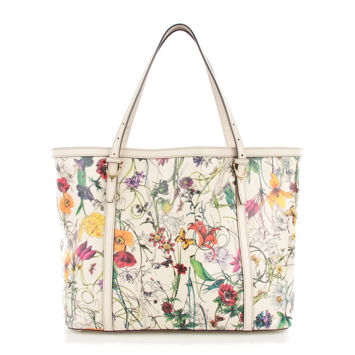 Calfskin Flora Infinity Medium Nice Tote Off White