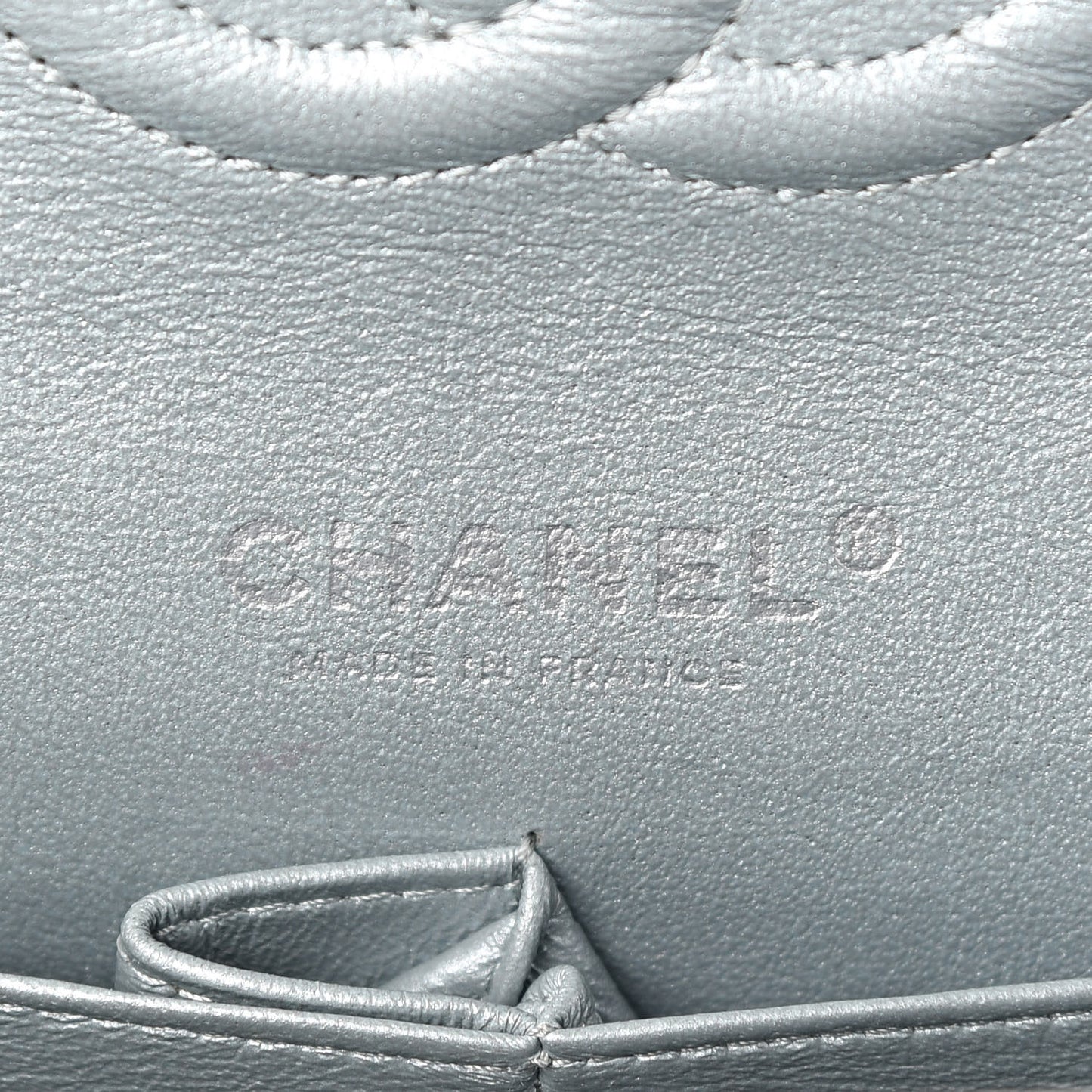 Metallic Lambskin Quilted Medium Double Flap Silver