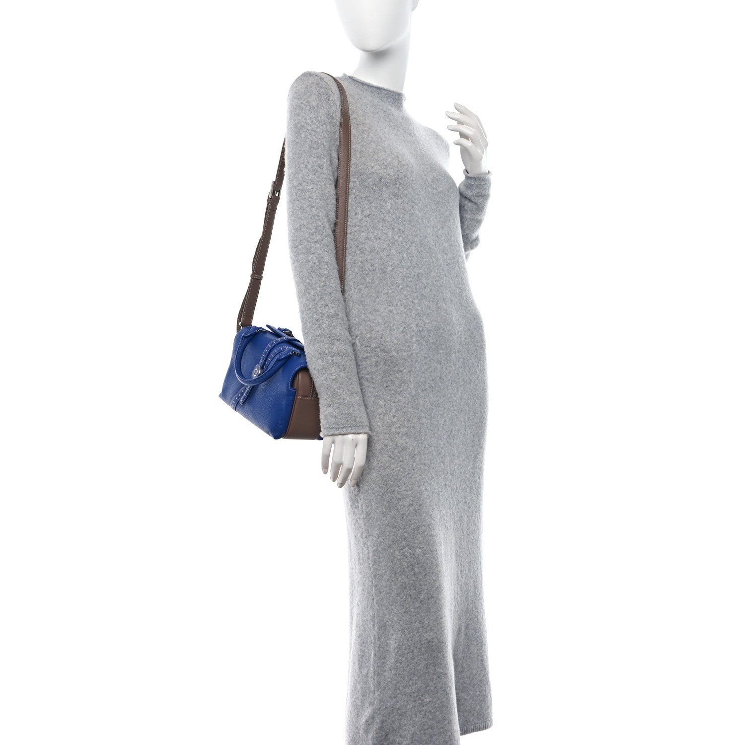 Loro Piana Grained Calfskin Bridle P Shoulder Bag Blue Warm Mastic 2 of 9