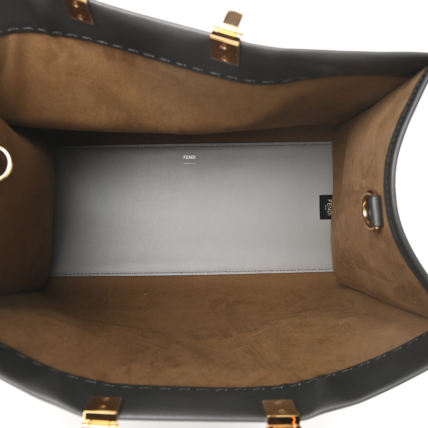 Fendi Vitello King Tamponato Plexiglass Logo Embossed Large Fendi Sunshine Shopper Tote Ghiaccio 5 of 8