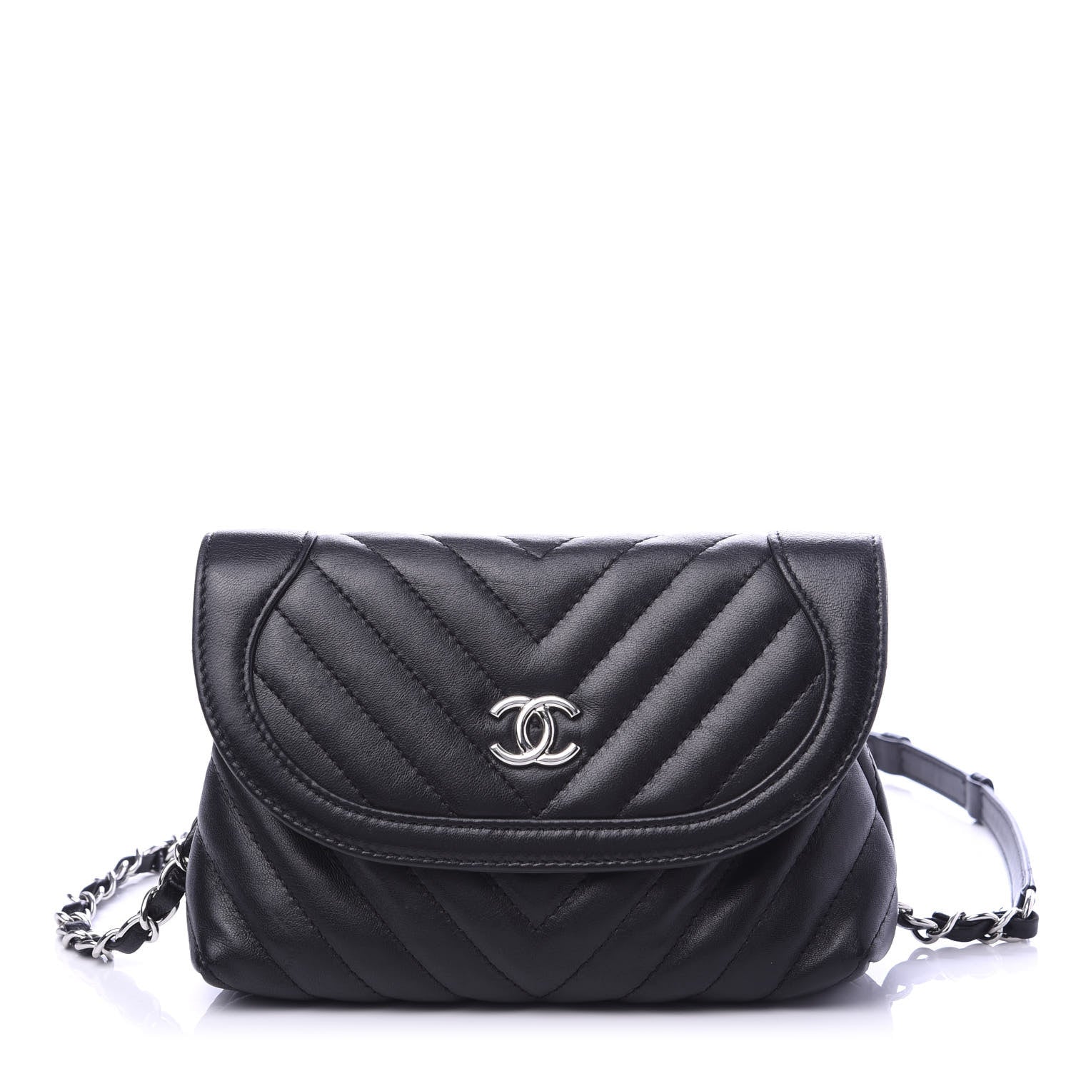 Chanel Calfskin Chevron Waist Belt Bag Black 1 of 14