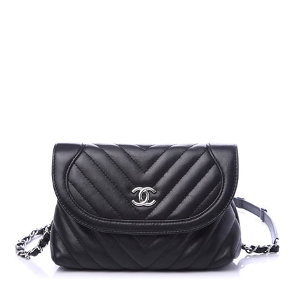 Chanel Calfskin Chevron Waist Belt Bag Black 1 of 14