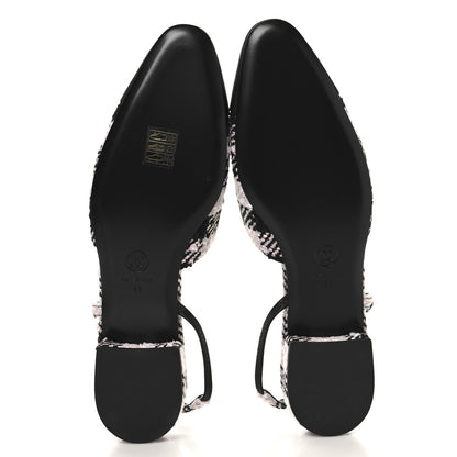Chanel Tweed Cap Toe CC Slingback Flats 41 Black Pink White 6 of 9