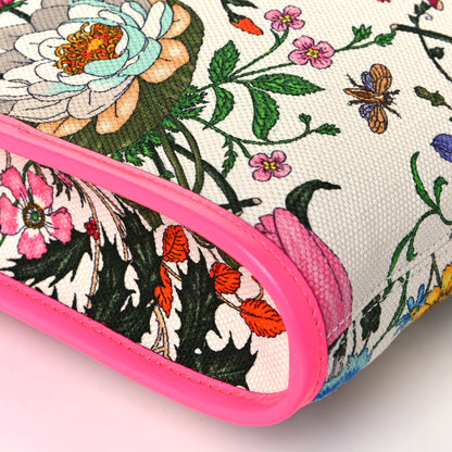 Gucci Canvas Flora Large Rajah Chain Tote White Multicolor Fuxia Fluo 10 of 13