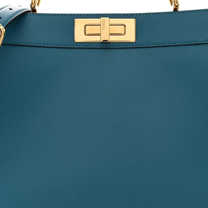 Fendi Vitello Seta Shiny Nappa Medium Peekaboo I SEE U Satchel Blue Velvet Light Rose 11 of 15