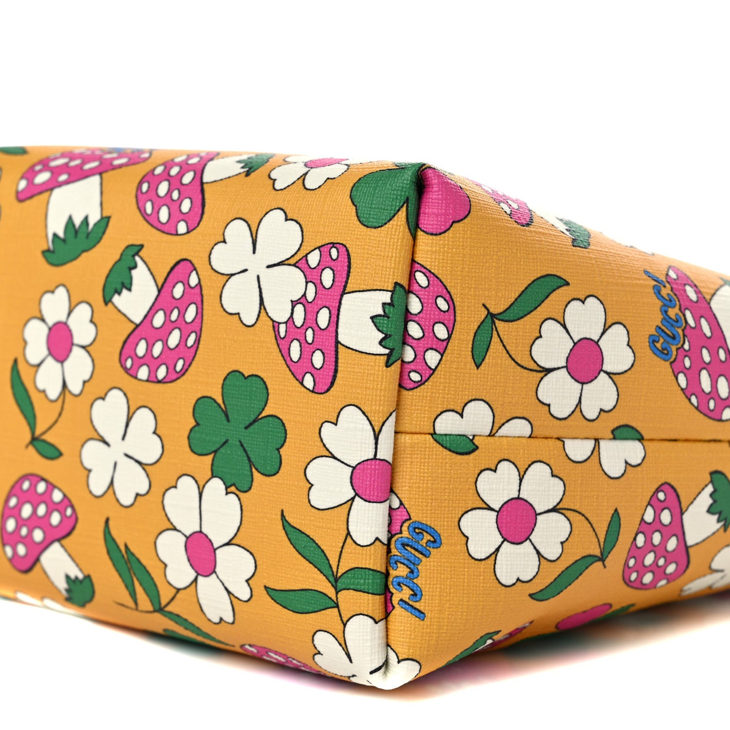 Gucci Canvas Childrens Flower Mushroom Print Tote Pink Yellow 10 of 10