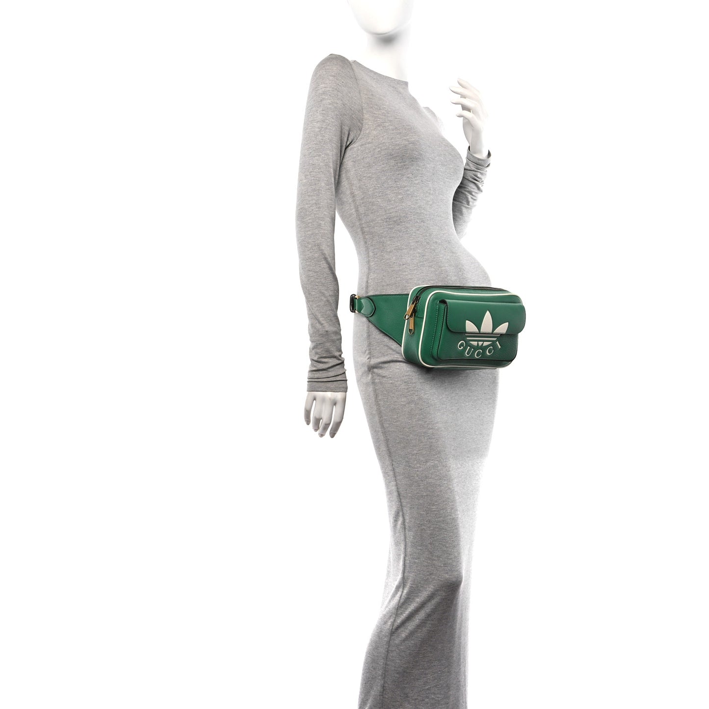 X ADIDAS Textured Dollar Calfskin Belt Bag Green