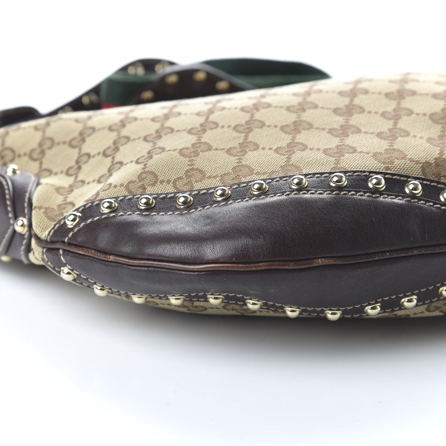 Monogram Web Studded Pelham Shoulder Bag Dark Brown
