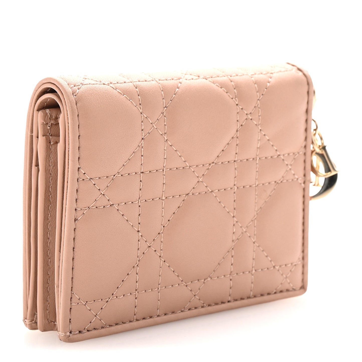Calfskin Cannage Mini Lady Dior Wallet Fard