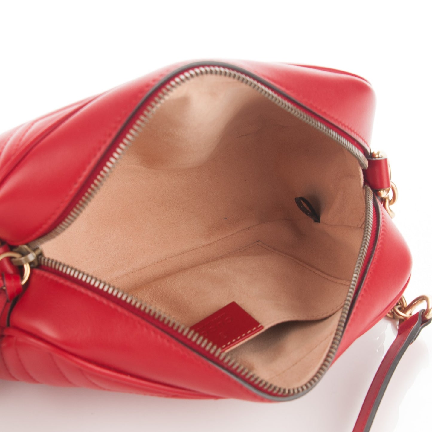 Calfskin Matelasse Small GG Marmont Chain Shoulder Bag Hibiscus Red