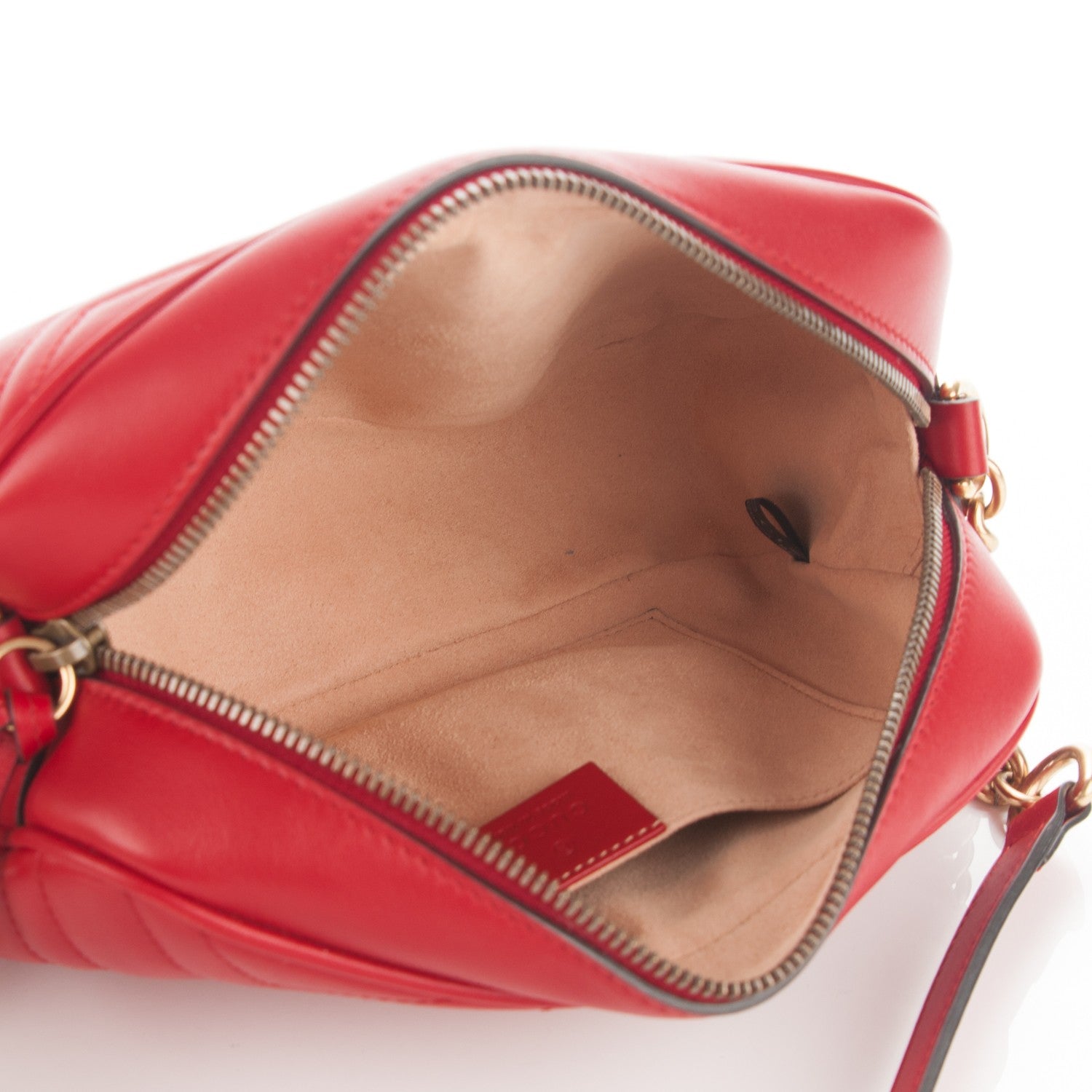 Gucci Calfskin Matelasse Small GG Marmont Chain Shoulder Bag Hibiscus Red 5 of 7