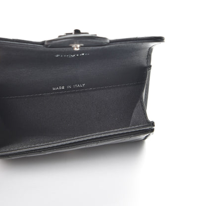 Chanel Aged Calfskin Chevron Quilted Card Holder Wallet So Black 5 of 9