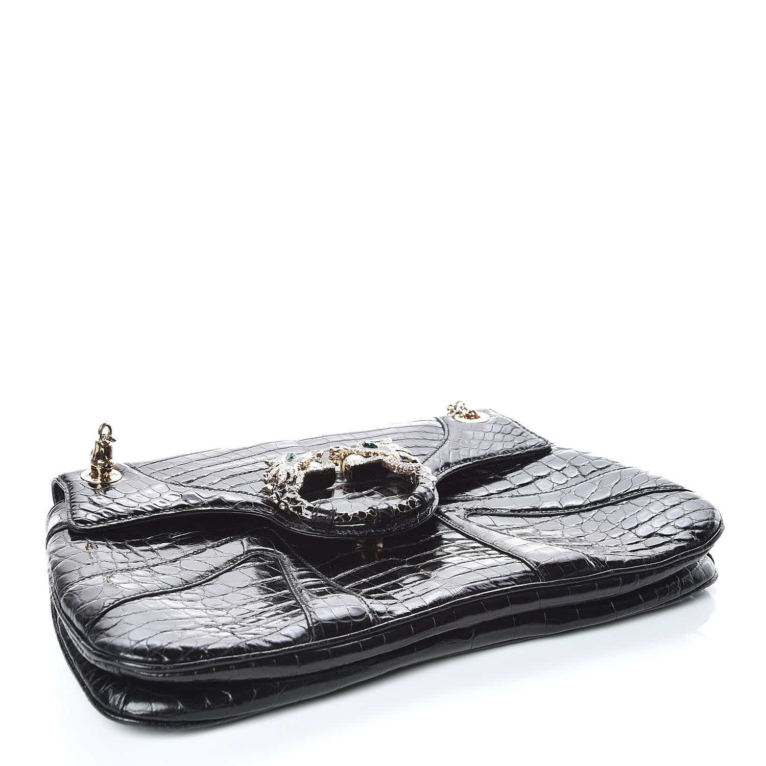 Gucci Crocodile Tom Ford Jeweled Dragon Bag Black 4 of 12