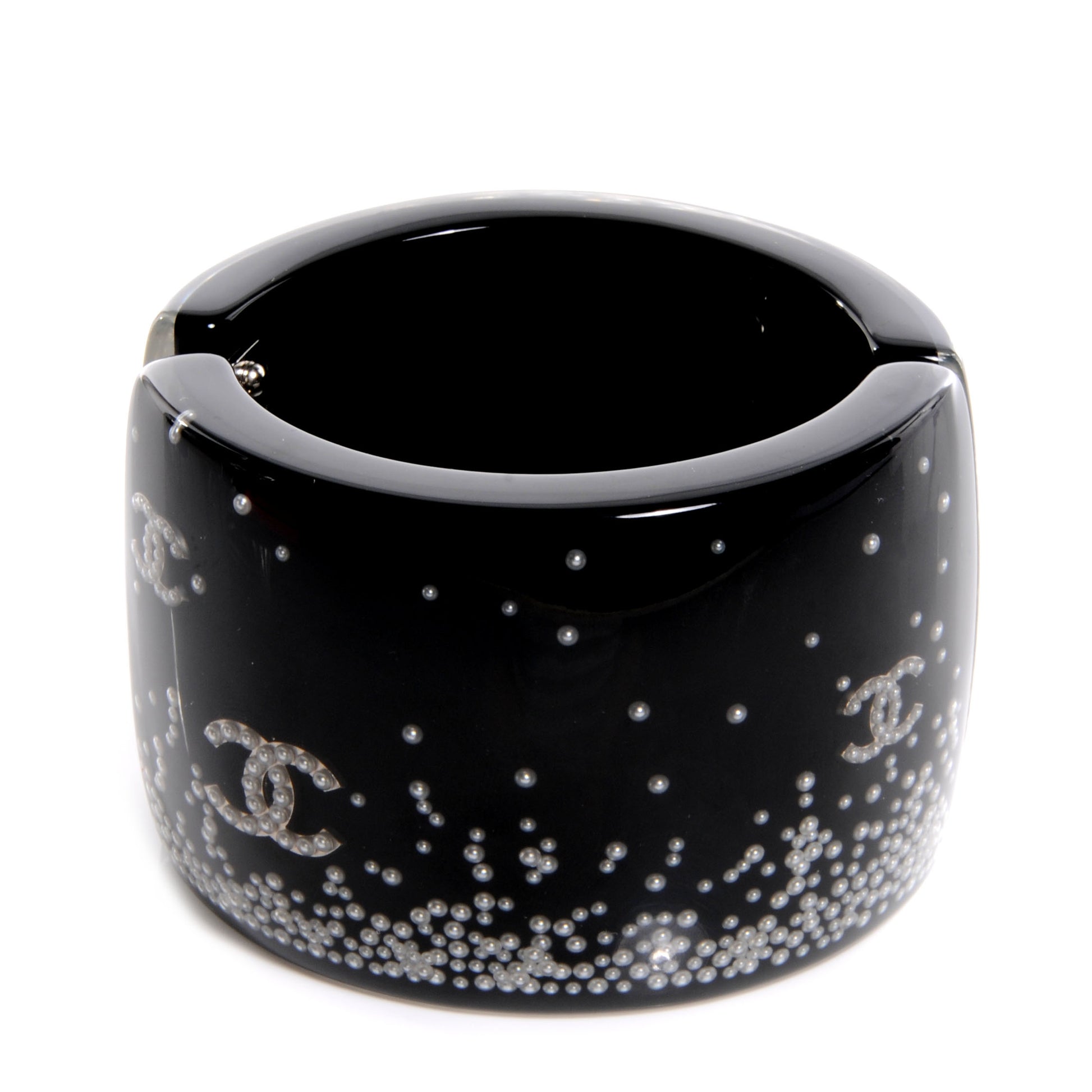 Chanel Resin Pearl CC Cuff Black 1 of 5