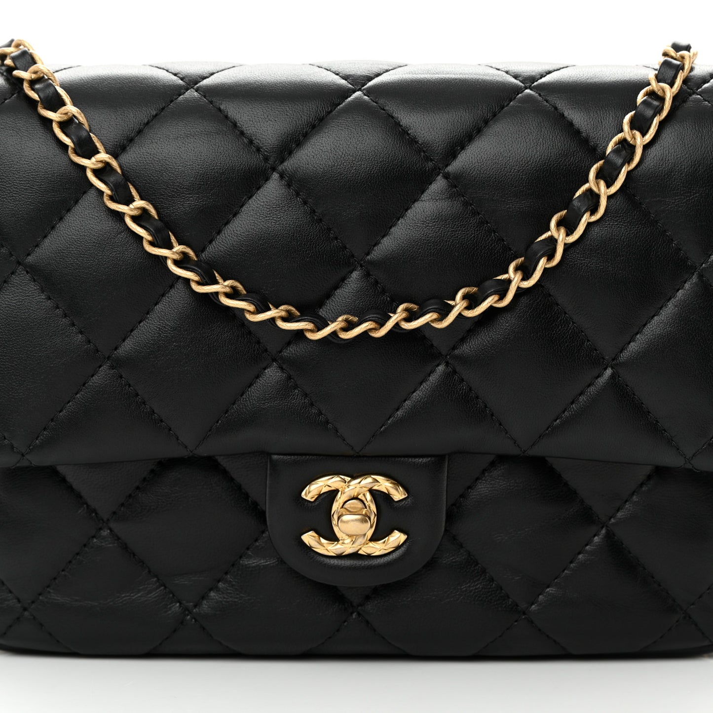 Lambskin Quilted Large CC Chain Flap Black