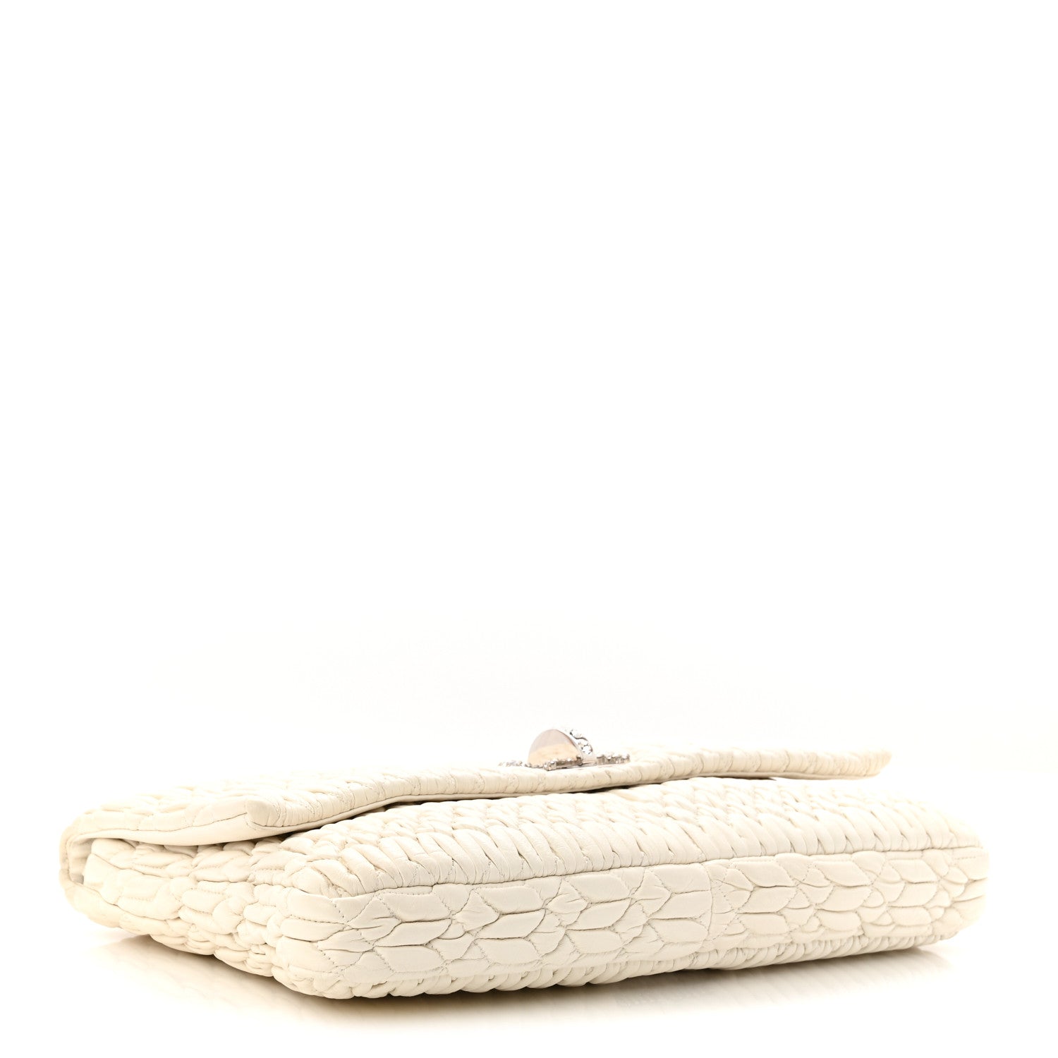 Miu Miu Nappa Matelasse Crystal Flap Clutch White 4 of 11