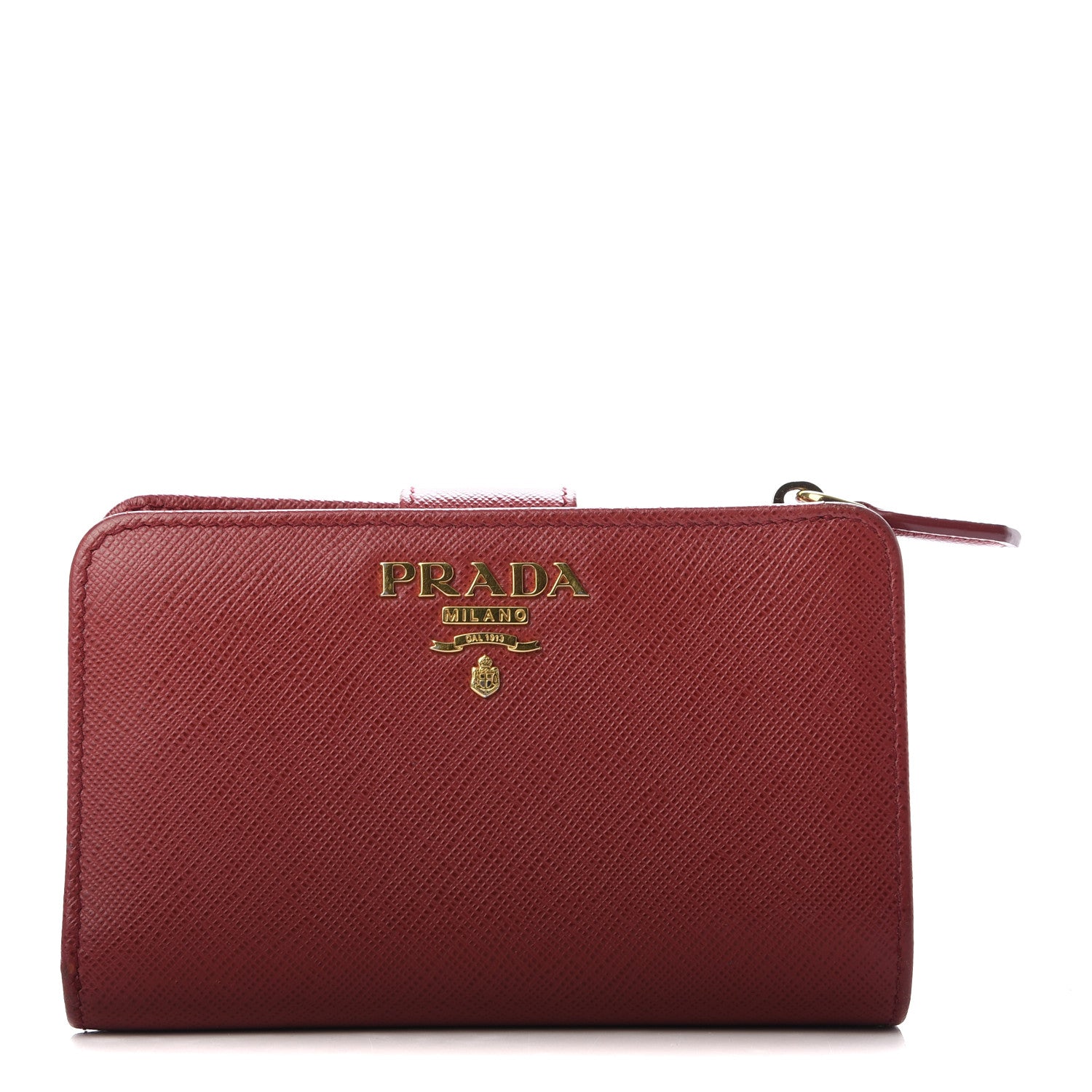 Prada Saffiano Metal Compact Wallet Fuoco 1 of 7