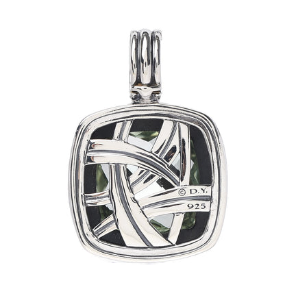 David Yurman Sterling Silver Diamond Prasiolite 17mm Moonlight Ice Enhancer Pendant 3 of 3