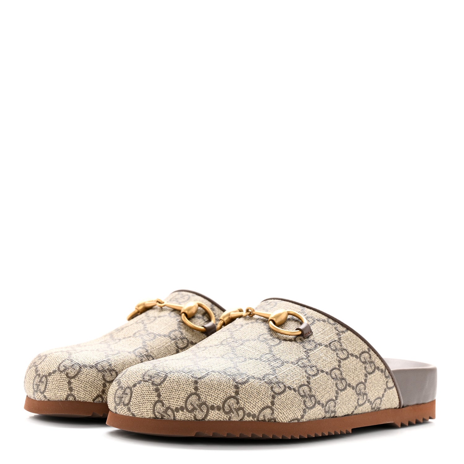 Gucci GG Supreme Monogram Miro Soft Calfskin Womens Horsebit Slippers 36.5 Beige Ebony New Acero 3 of 10