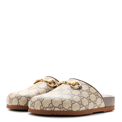 Gucci GG Supreme Monogram Miro Soft Calfskin Womens Horsebit Slippers 36.5 Beige Ebony New Acero 3 of 10