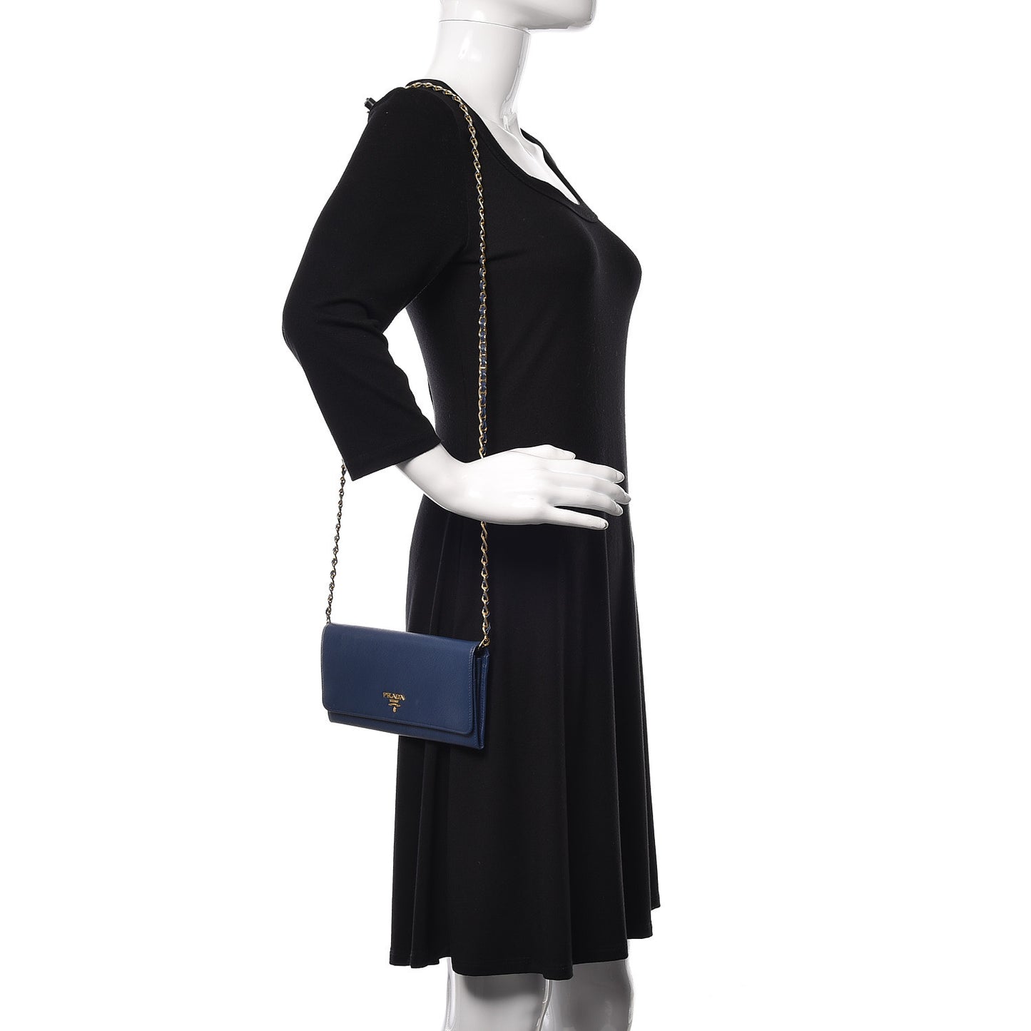 Saffiano Metal Oro Chain Wallet Bleuette