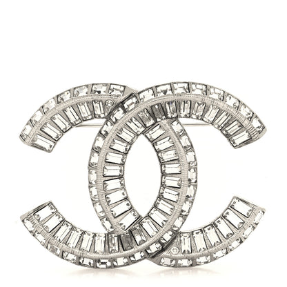 Chanel Baguette Crystal CC Brooch Silver 1 of 3