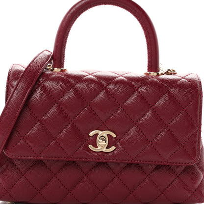 Chanel Caviar Quilted Mini Coco Handle Flap Burgundy 8 of 11