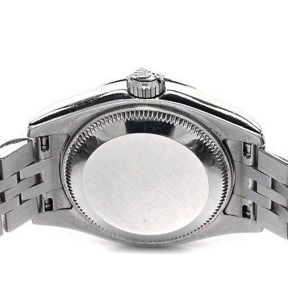 Rolex Stainless Steel 18K White Gold Black Mother of Pearl 26mm Oyster Perpetual Datejust Watch Roman 179174 4 of 4