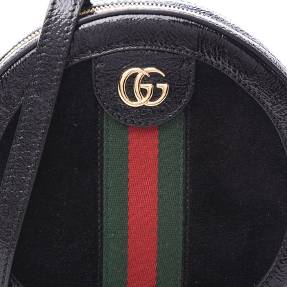 Gucci Suede Patent Web Mini Ophidia Round Shoulder Bag Black 11 of 11