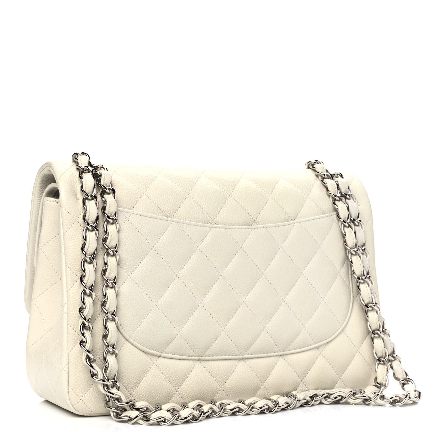 Caviar Quilted Jumbo Double Flap White