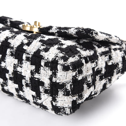 Chanel Tweed Quilted Medium 19 Flap Black Ecru White 7 of 11