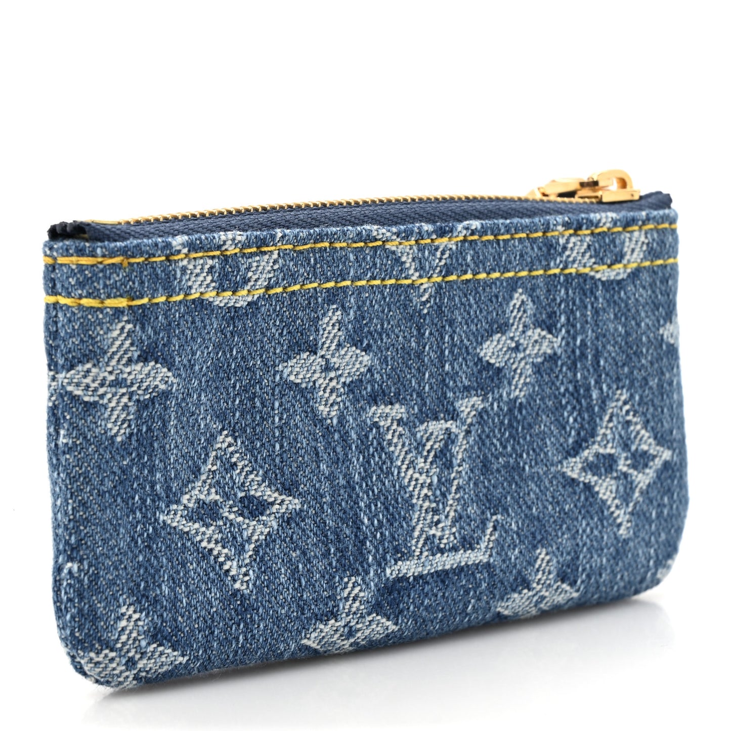 Monogram Denim Key Pouch Denim Blue