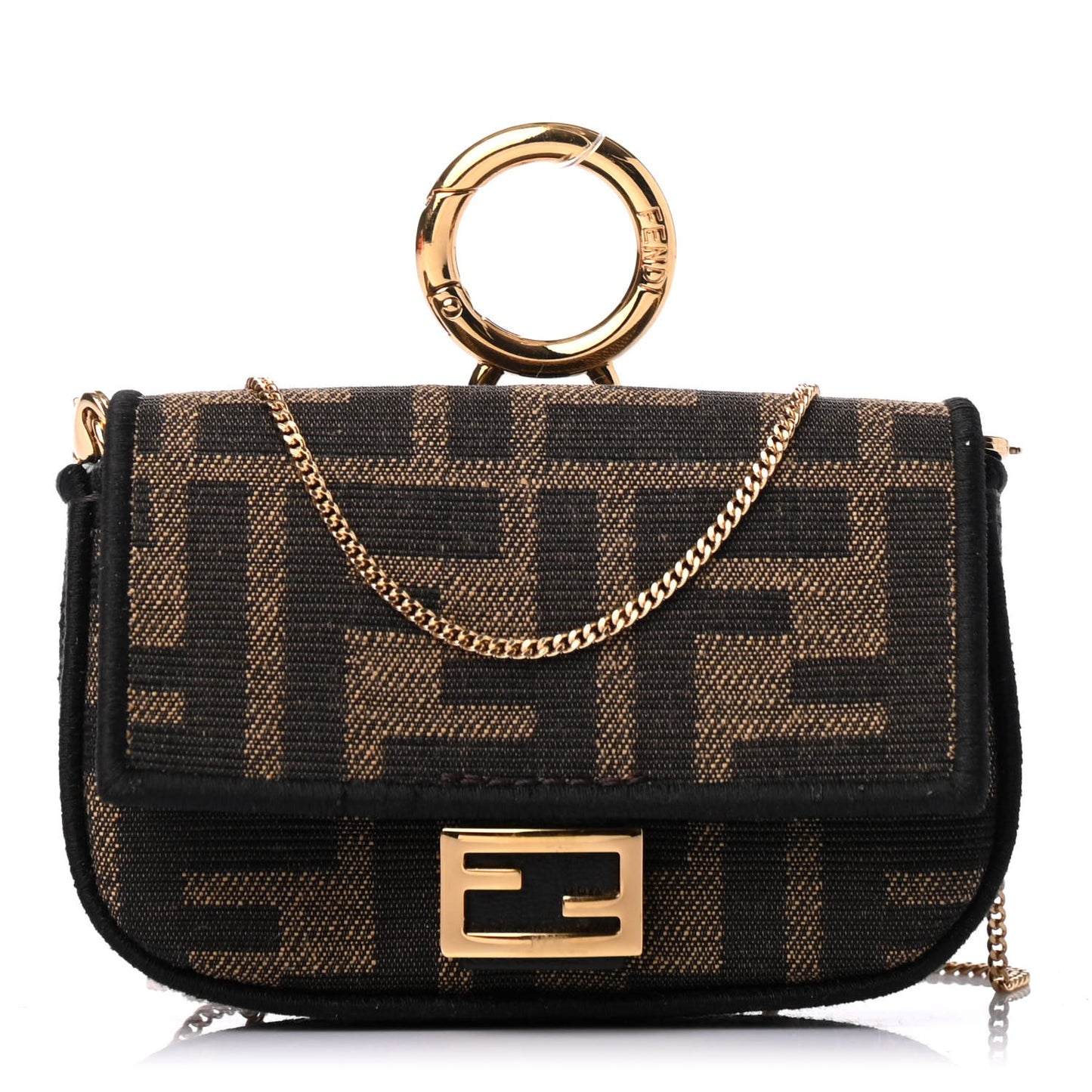 Fabric Jacquard FF 1974 Nano Baguette Charm Tobacco Moro Black
