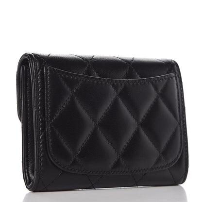 Chanel Lambskin Quilted Flap Card Holder Wallet Black 3 of 9