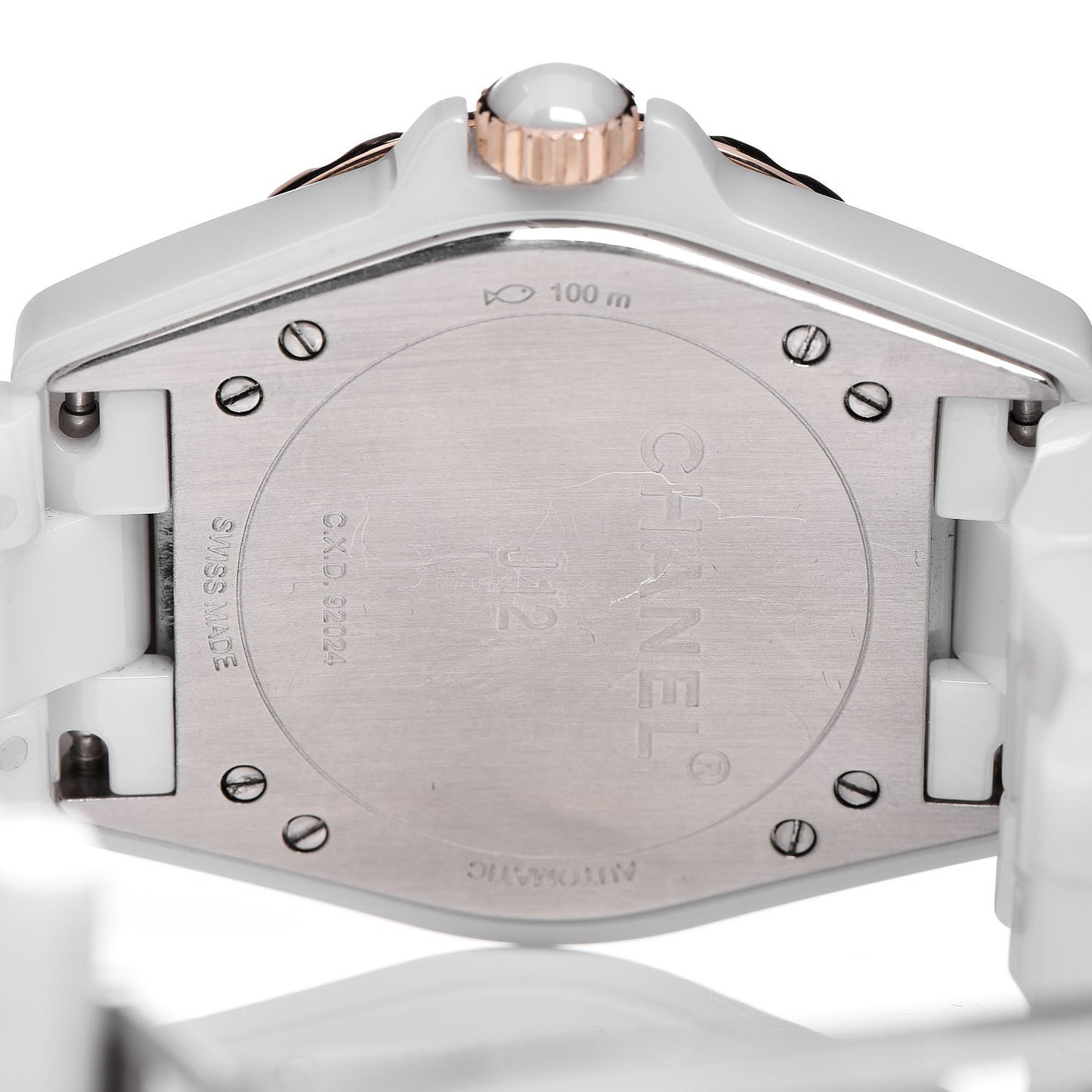 Stainless Steel 18K Beige Gold Ceramic 36.5mm J12 Automatic Watch White