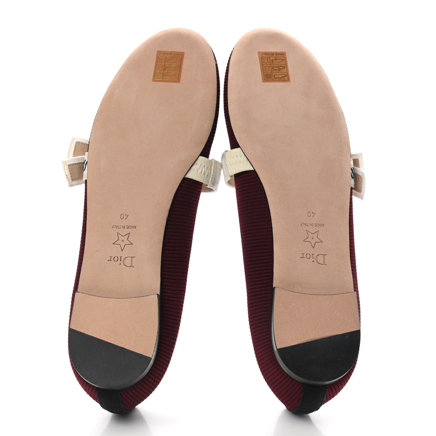 Fabric Ribbon Embroidered J'Adior Ballet Flats 40 Rouge Black