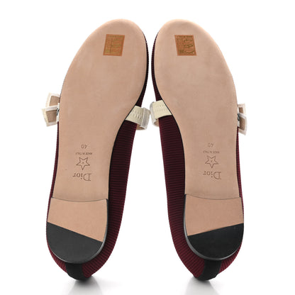 Christian Dior Fabric Ribbon Embroidered J'Adior Ballet Flats 40 Rouge Black 5 of 8