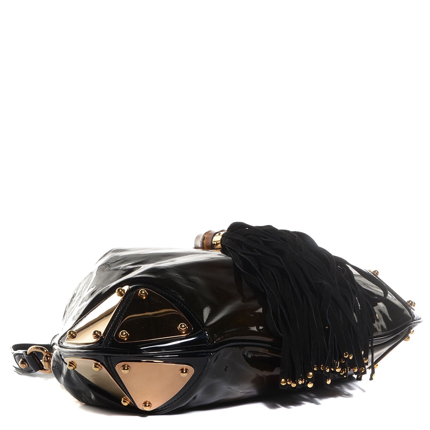 Gucci Patent Leather Medium Indy Top Handle Bag Bronze Black 4 of 9