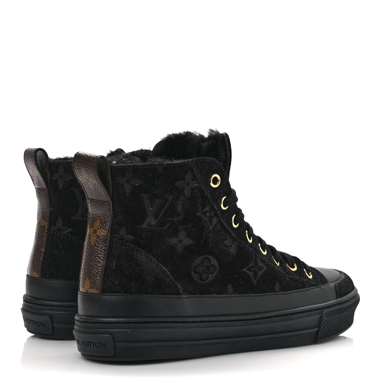 Louis Vuitton Suede Monogram Stellar Sneaker Boots 35 Black 4 of 9