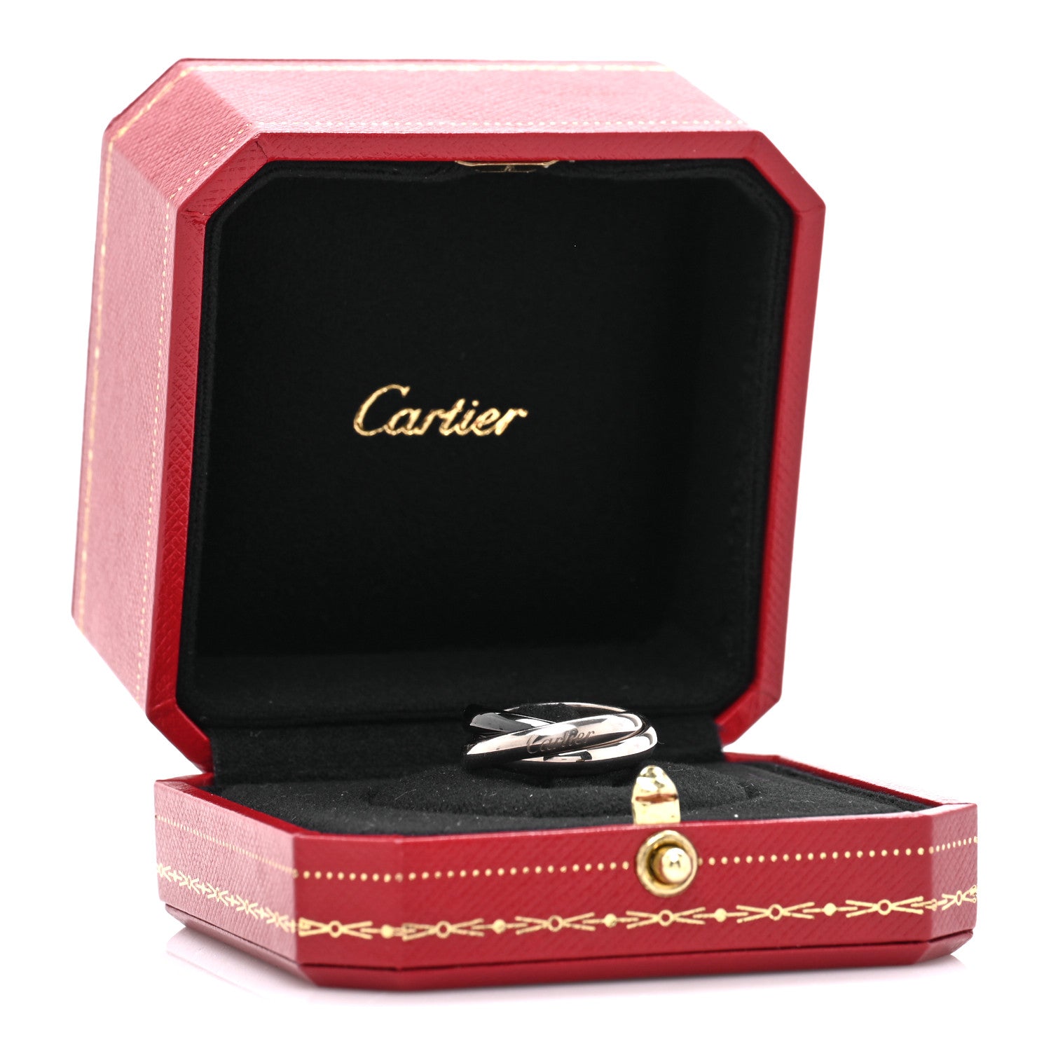 Cartier 18K White Gold Black Ceramic Trinity Ring 49 5 5 of 5