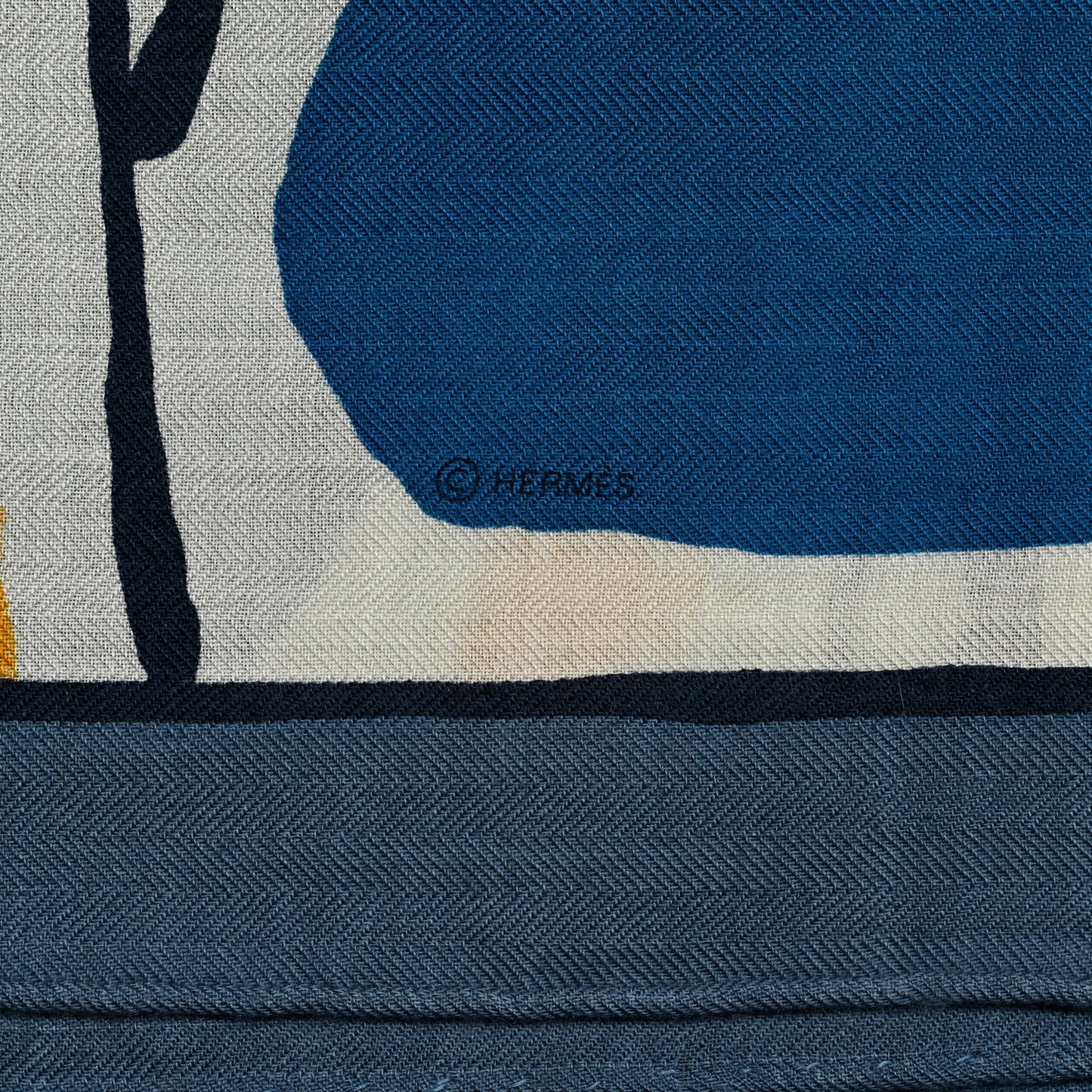 Cashmere Silk Libre Comme Pegase Shawl 140 Bleu Cobalt White