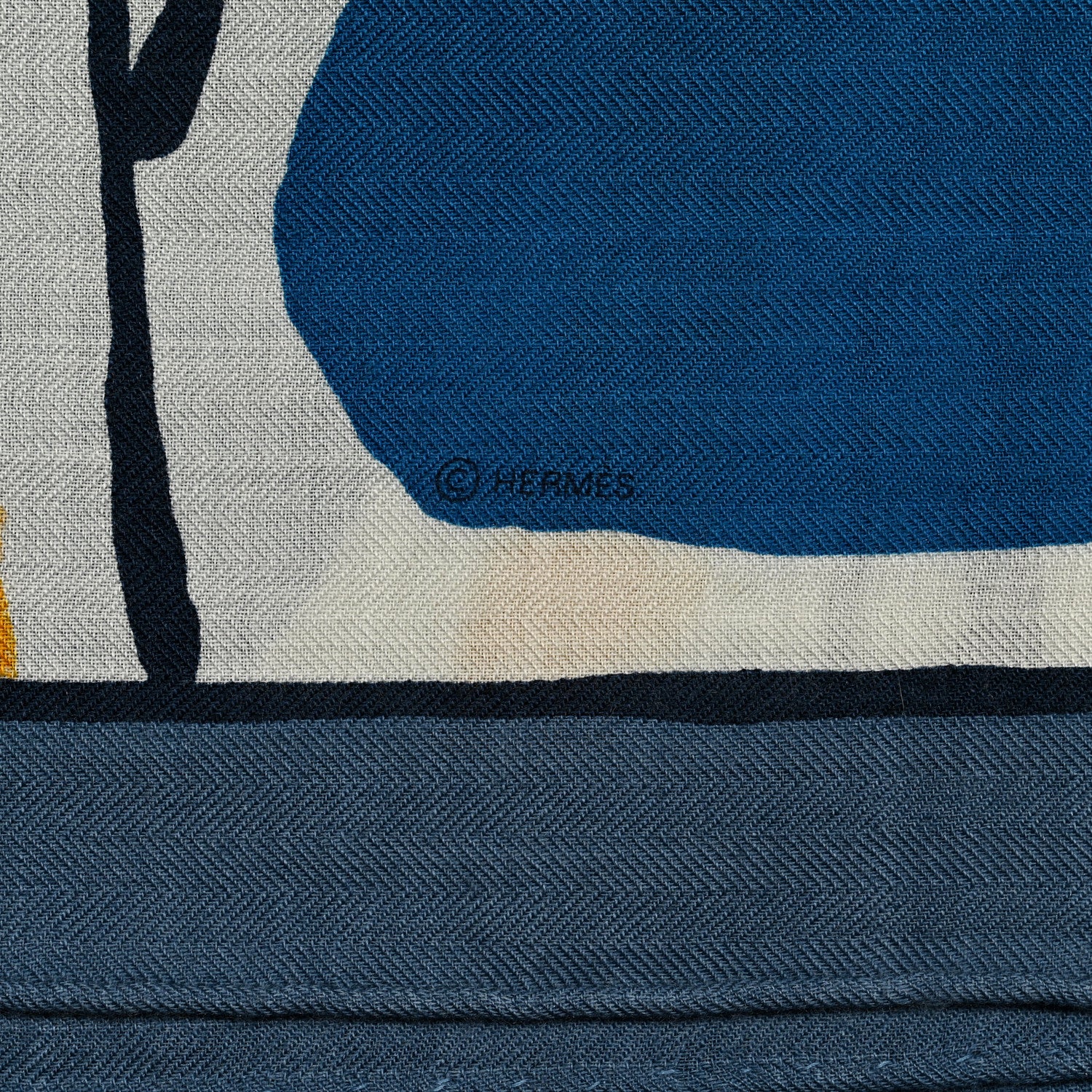Hermes Cashmere Silk Libre Comme Pegase Shawl 140 Bleu Cobalt White 5 of 6