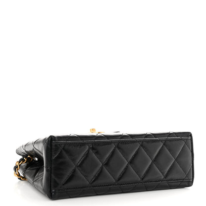 Chanel Shiny Aged Calfskin Quilted Nano Kelly Shopper Black 4 of 11