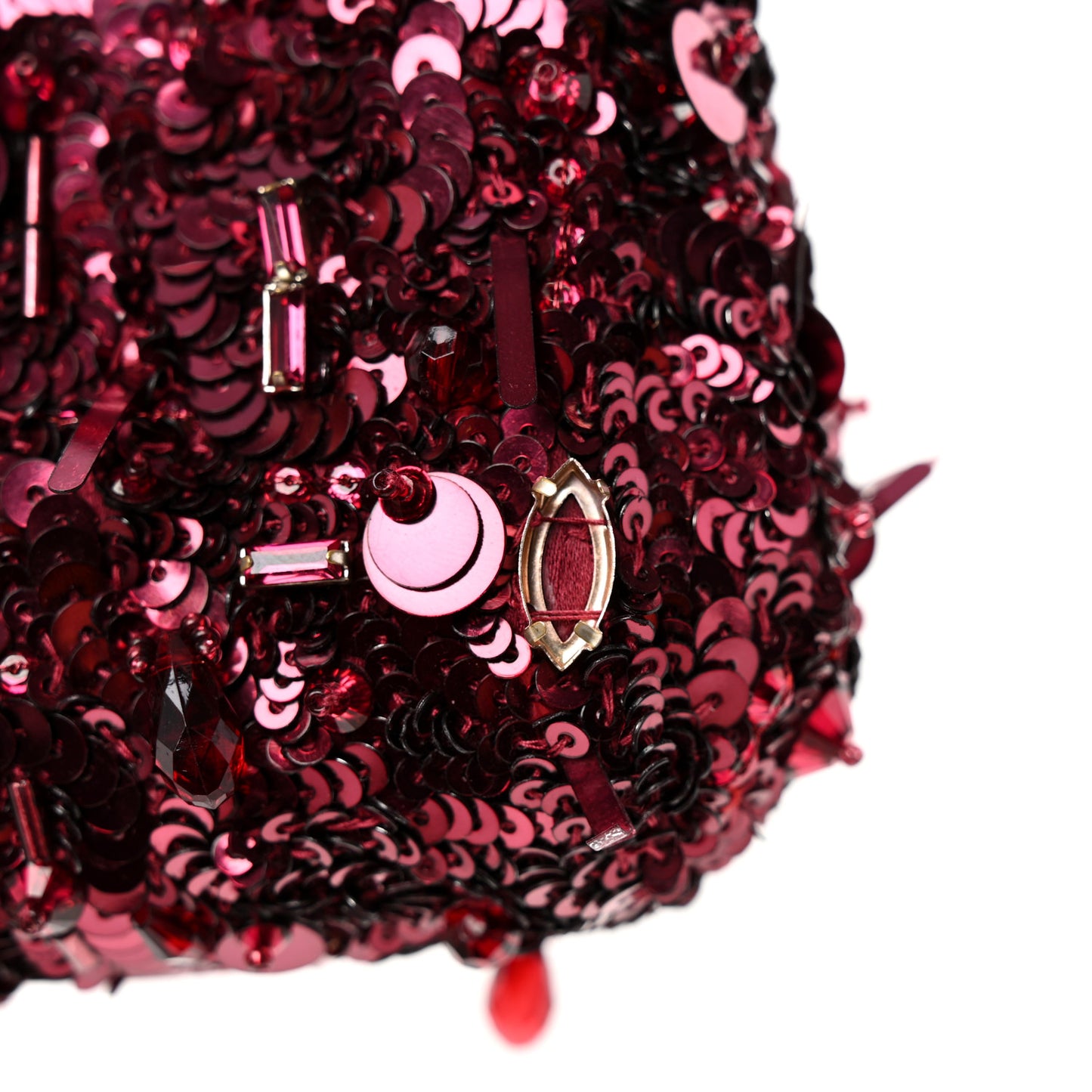 Sequin Crystal Embellished Marlene Chain Clutch Bordeaux Rosso
